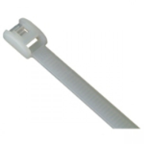 SF200-18-100 Cable Tie 18lb 8" White All-Nylon Low-Profile